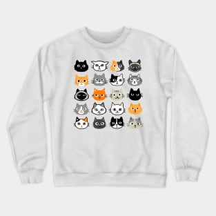 Assorted Cat Faces | Cool Kitty Lover's Crewneck Sweatshirt